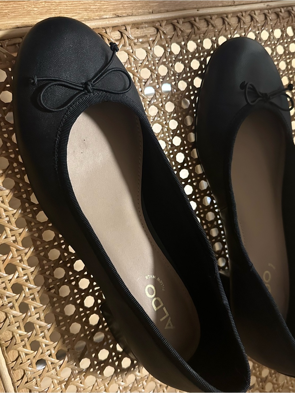 ALDO Black Women's Ballet Flats with Bow Trim